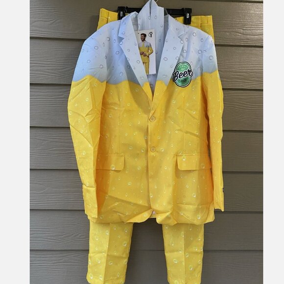 Suitmeister Men's Premium Beer Bottle Opener Oktoberfest Yellow Funny Suit Sz L - Picture 5 of 12